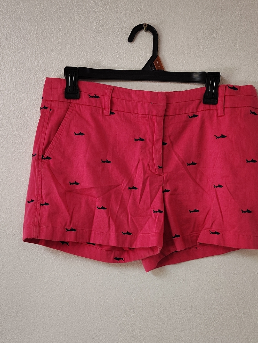 British‎ Khaki Hot Pink Bermuda Shorts with Navy Shark Embroidery 1426